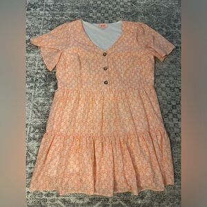 Evri summer dress, peach/coral color.  Baby-doll style knee length.